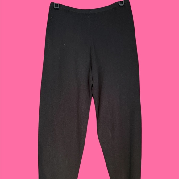 JM Petite Collection Black Knit Sweater Pants Wide Straight Leg Pull On Med - Picture 1 of 3